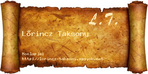 Lőrincz Taksony névjegykártya